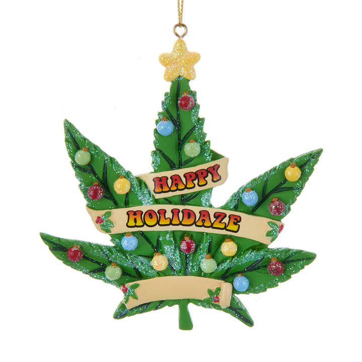 Happy Holidaze Cannabis Leaf Ornament