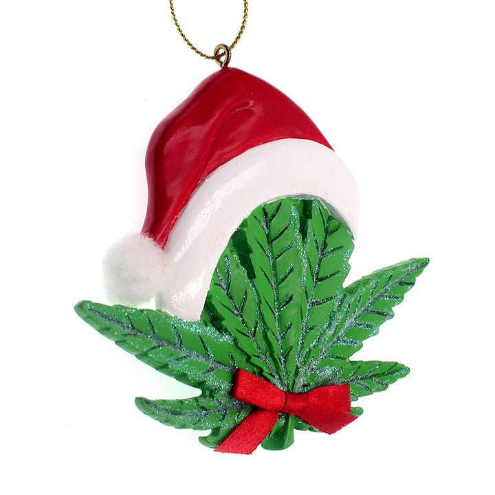 Sativa Claus Cannabis Leaf Santa Hat Ornament