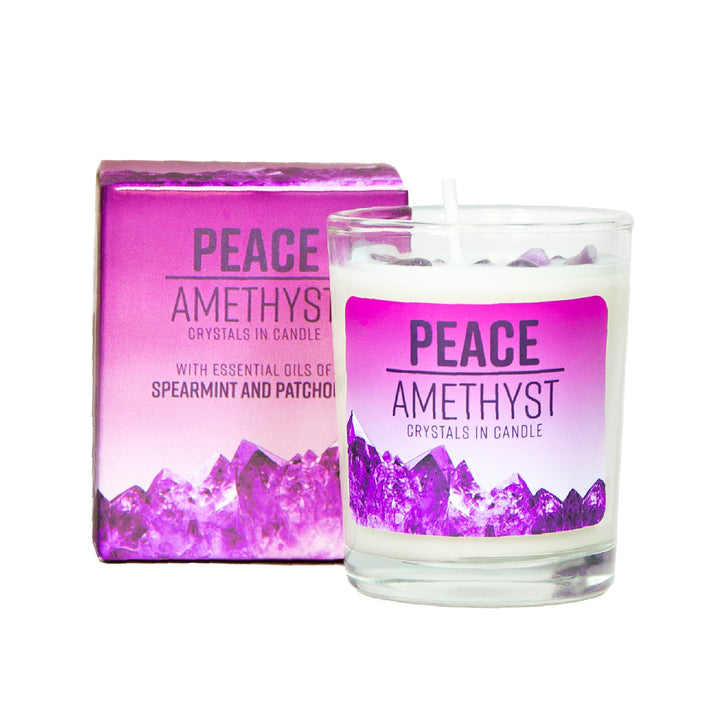 Amethyst Stone Energy Soy Candle - Peace