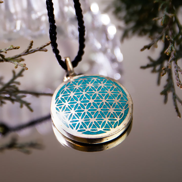 Flower of Life Stone Inlay Pendant Necklace