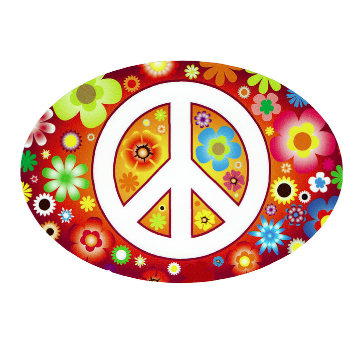 Peace Sign over Hippie Flowers Sticker