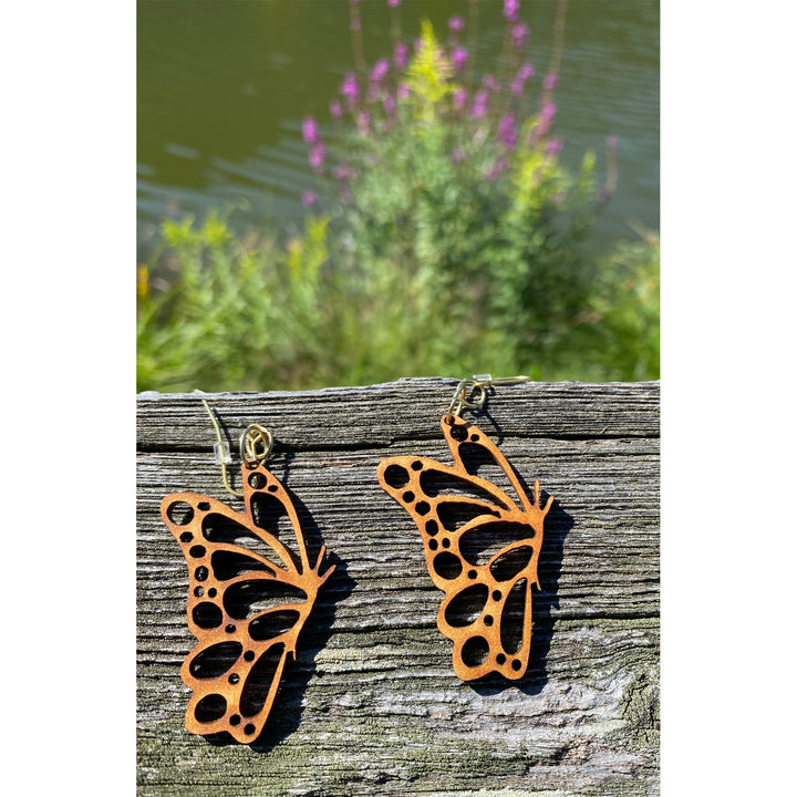 Woodcraft Cut Butterfly Earrings