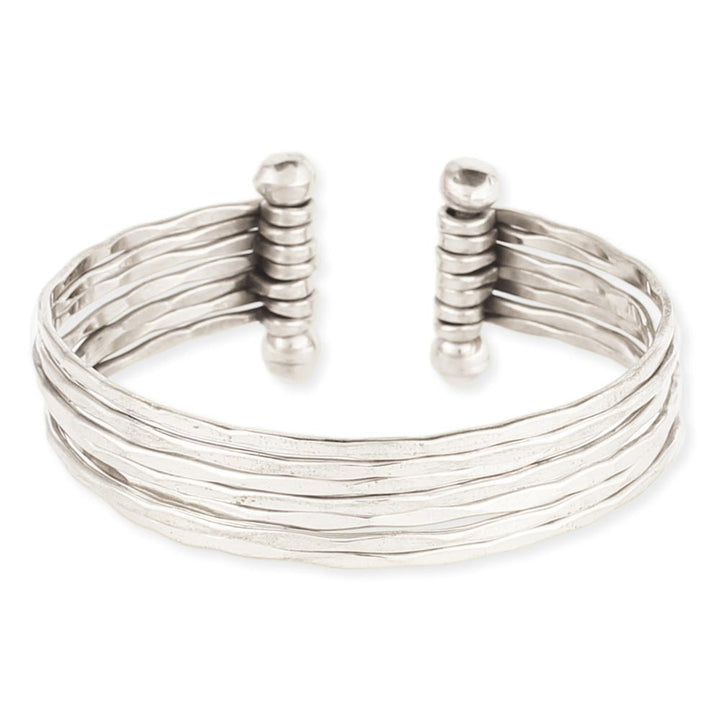 Hammered Silver Line Cuff Bracelet