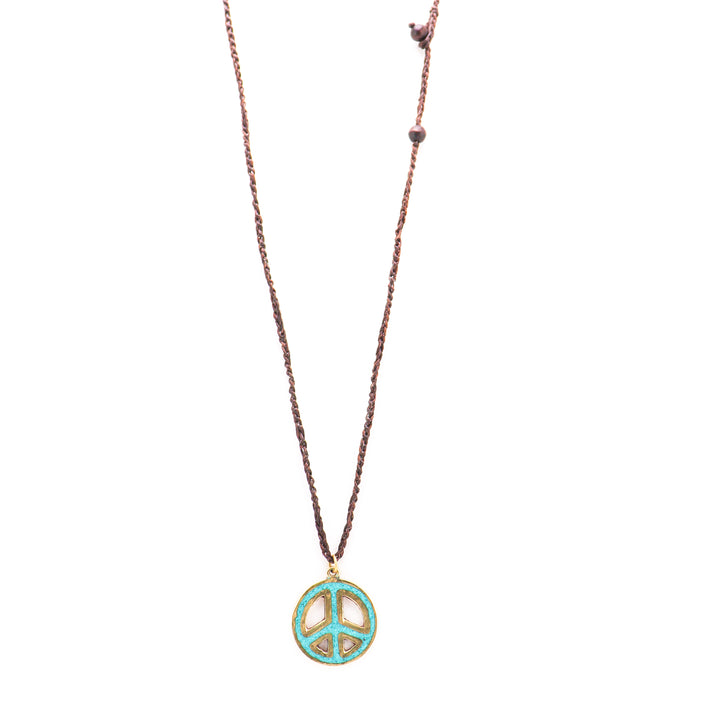 Peace Sign Stone Inlay Necklace